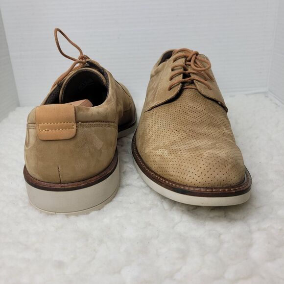 Ecco Danish Design Oxford Derby Mens Size 13 Perforated Tan Suede Leather - Picture 7 of 10
